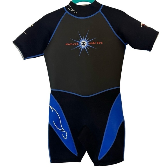 Titanium Warm To The Bone Seal Skin Diving Suit Black and Blue Size L Large - Picture 8 of 16